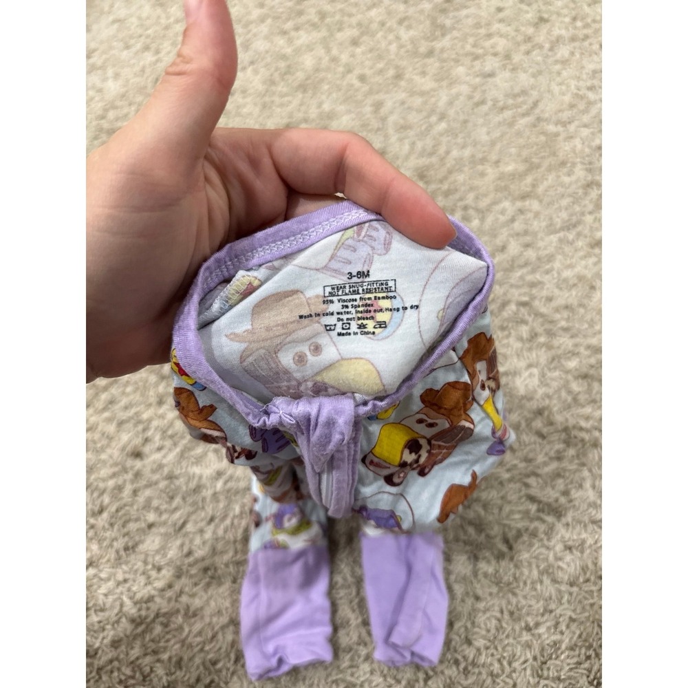 Disney toy story woody buzz cars print bamboo zippy pajamas size 3-6 months - Picture 2 of 3